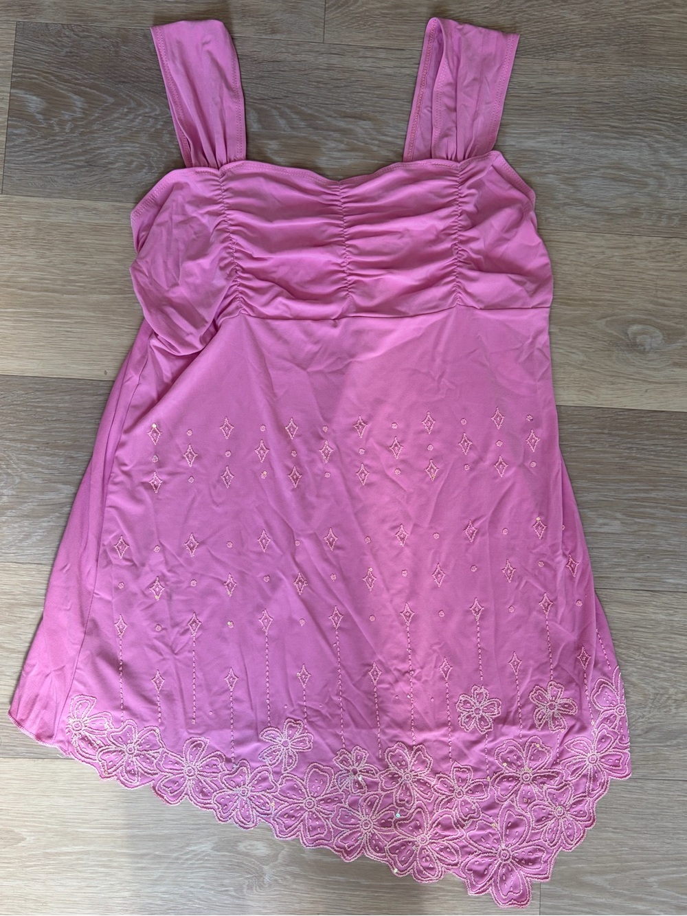 Vintage Y2K Reina Pink Embroidered Babydoll Tunic Top Size 3 / L